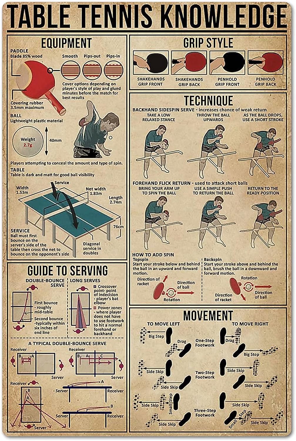 Table Tennis Knowledge Poster - Masa Tenisi Bilgi Posteri Metal Tabela
